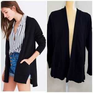 Madewell Midland Open Front Cardigan Sweater Size S Black Cable Knit